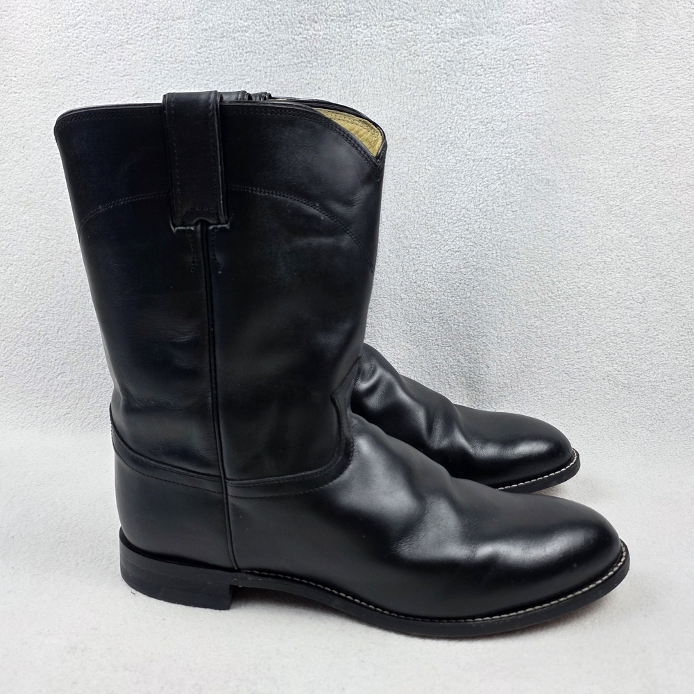 Justin Boots Roper Leather Cowboy Men's Size 11.5 3E Black Style 3133 Western